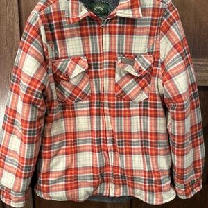 Women’s Plaid Utility Jacket - Red and White